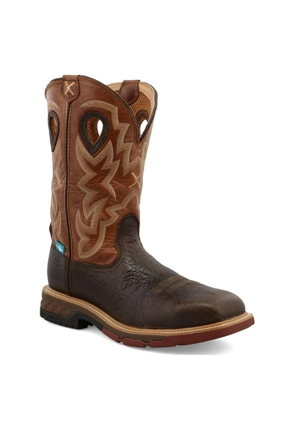 Boots MXBAW02 MEN`S TWISTED X Smokey Chocolate 12` Spice Top Alloy Toe Work Boot 8 D
