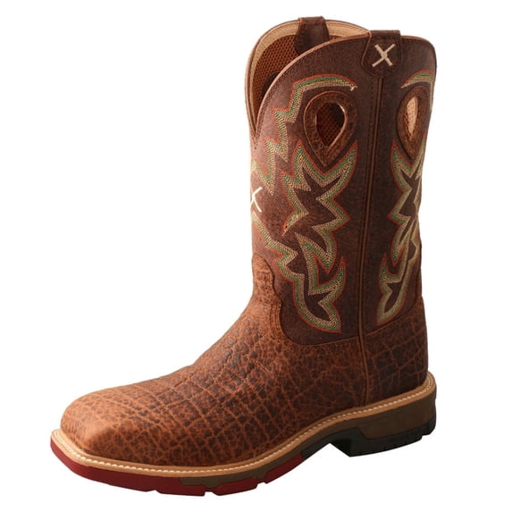 Twisted X Boots MXBN001 MEN`S TWISTED X Tan Elephant Print 12` Tan Top Nano Toe Work Boot 11.5 D