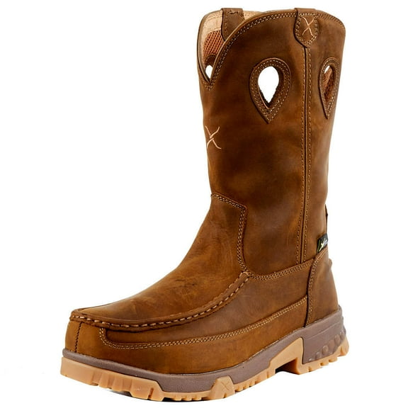 Twisted X Boots MXCNM01 Men`s Twisted X Distressed Saddle Nano Toe Pull On Work Boot Brown 9.5 M