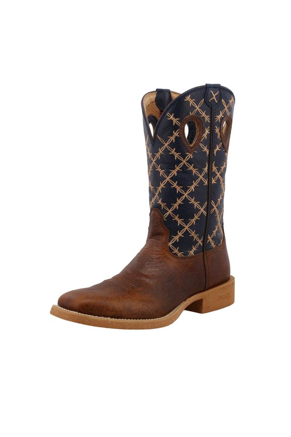 Boots MXTR004 Men's Twisted X Tech X Rustic Brown 12' Navy Top Square Toe Boot Brown 11 D