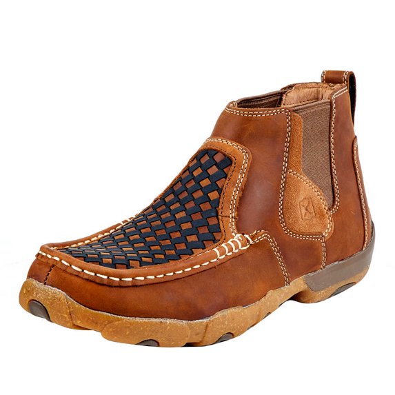 Twisted X Boots Mens 4 Woven Oiled Saddle Pull On Chelsea 8 Burgundy