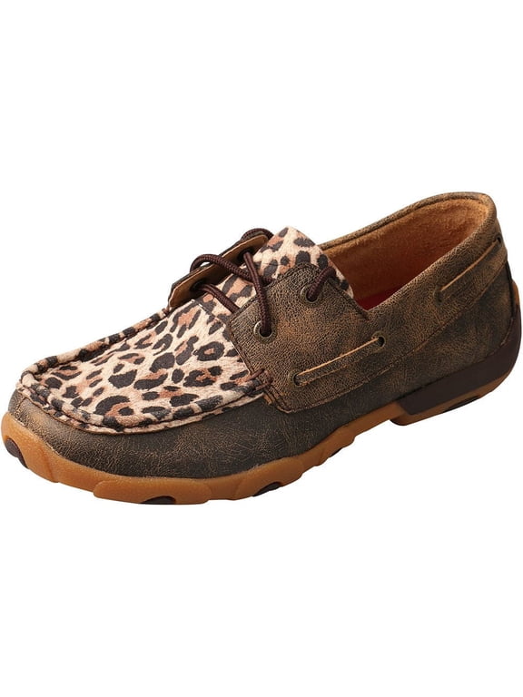 Boots Womens WDM0057 Distressed Bomber Boat Shoes 6 B(M) US Leopard