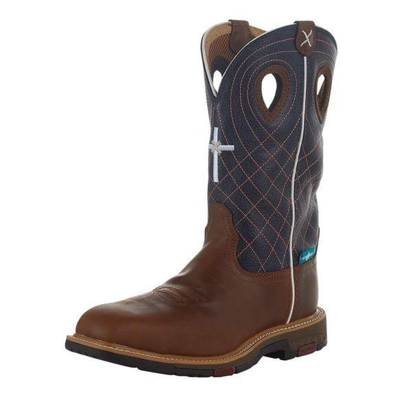 Twisted X Boots Womens WXBAW01 Twisted X Brown 11in Alloy Toe Work Boot 6.5 B Navy