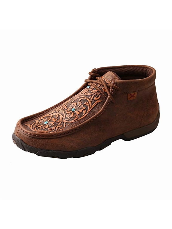 Boots Womens Women`s Driving Moc D Toe 7-M Brown/Tooled