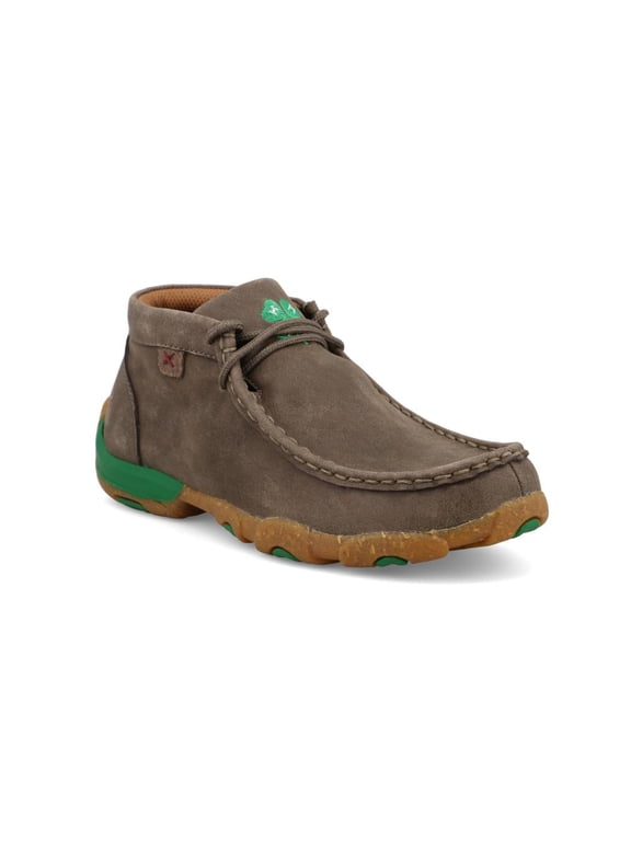 Boys 4-H Deep Taupe and Kelly Green Chukka Driving Moc 2 Deep Taupe and Kelly Green