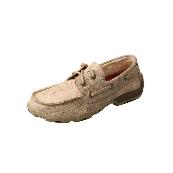 Twisted X Casual Shoes Boys Boat Leather Snake 1 Child Tan YDM0042