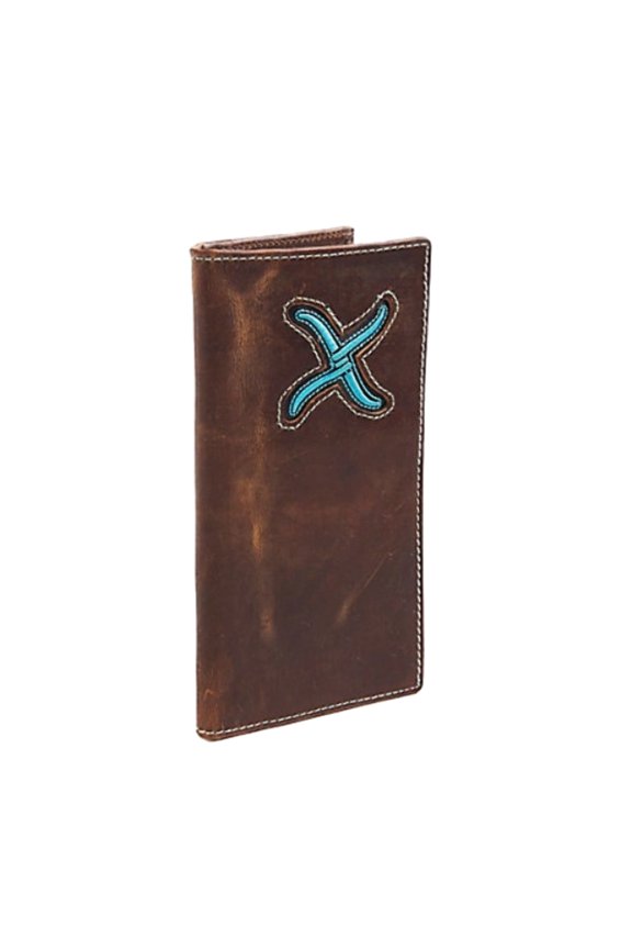 Distressed Rodeo Turquoise  Brown Bifold Wallet XH-79