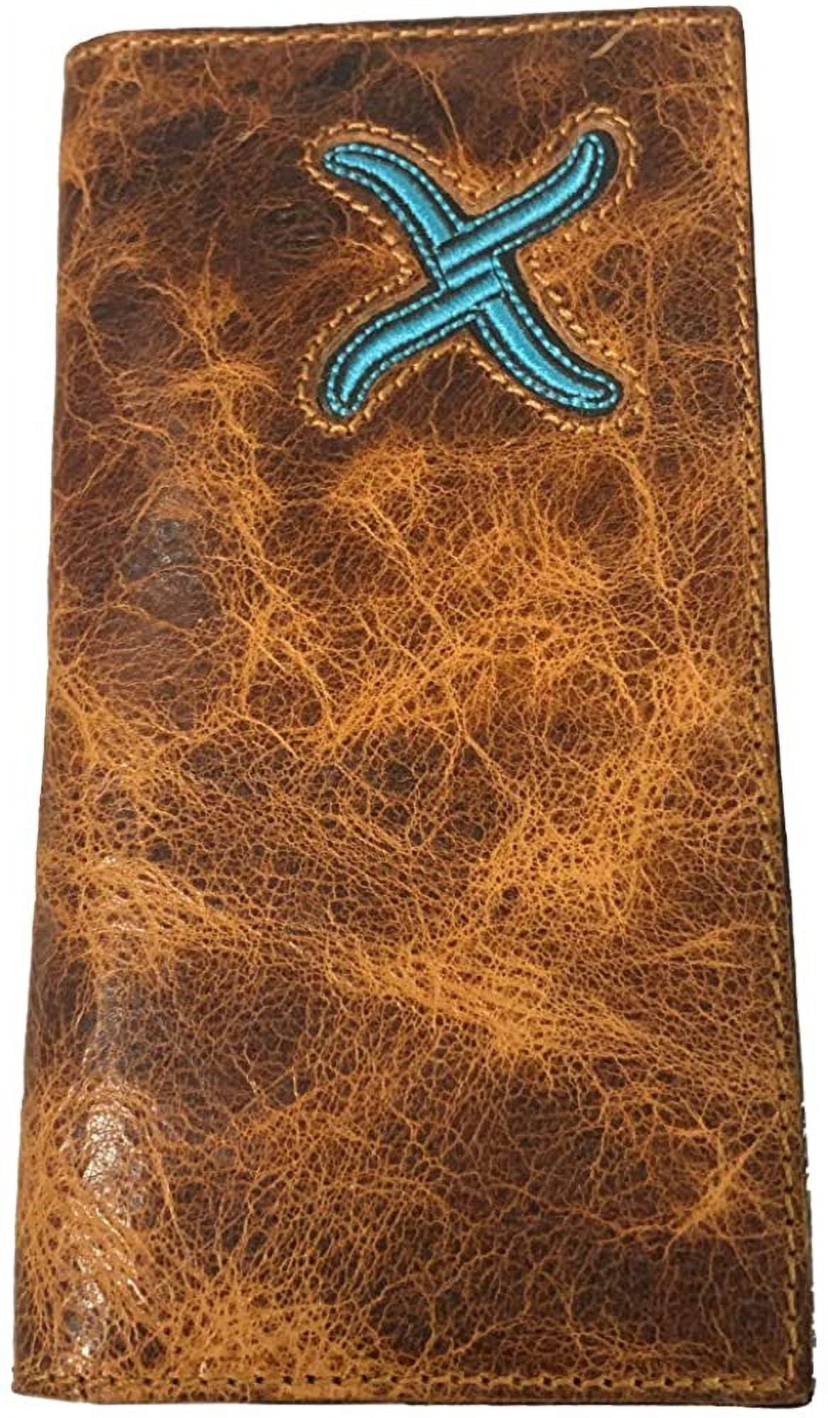 Twisted X Distressed Leather Wallet with Turquoise X Rodeo