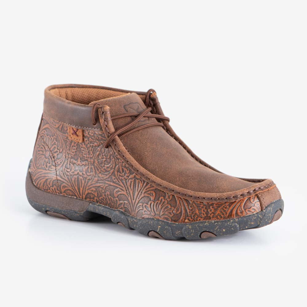 Twisted X Women's Chukka Leather Driving Moccasins - Brown/Brown Print Casual Shoes