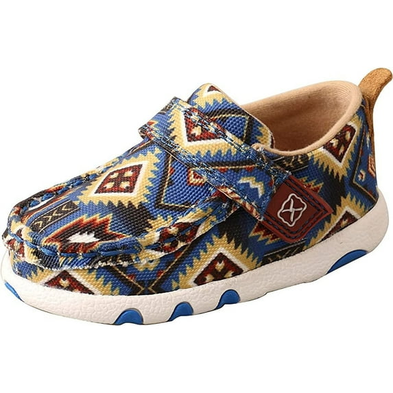 Twisted X Infant's Driving Mocs, Blue Multi Aztec, 3 M