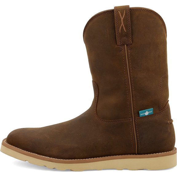 Twisted X Men's 10" Work Pull On Wedge Sole Boot, Distressed Saddle, 11 W