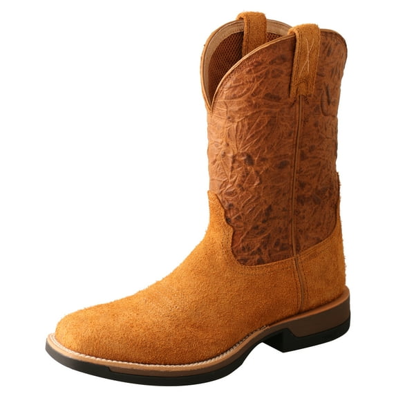 Twisted X Men's 11" Tech X™ Boot - Western Made with Full-Grain Leather (Roughout), Air-Mesh Lining, and Molded Rubber Outsole - Peanut & Peanut, 11.5 D