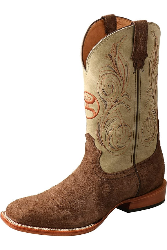 Men’s 12″ WS Toe Hooey Boot - Western Pull-on Boots,, Chocolate & Key Lime, 14 D
