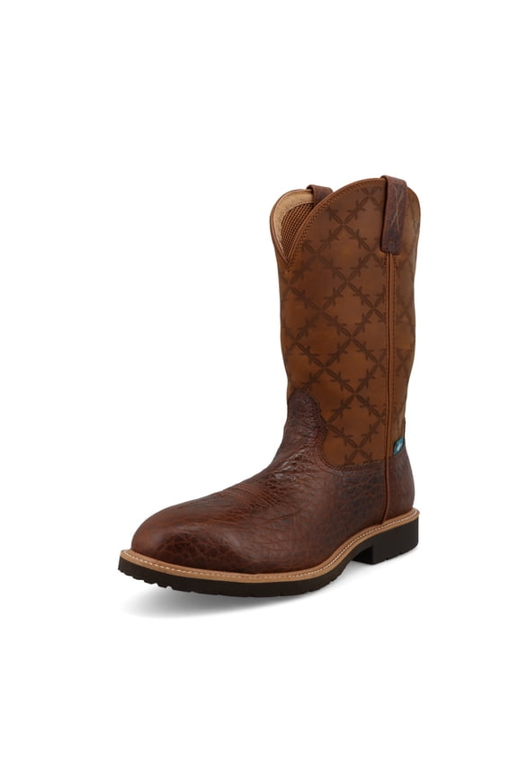 Adult Male 12in Western Brown/Squash Work Boots, Size: 11.5, Width: D