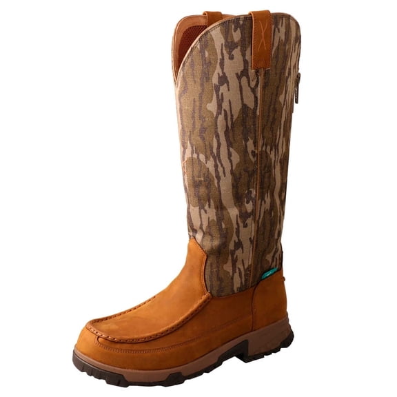 TWISTED X Adult Male 17in Snake Mossy Oak Bottomland Camo/Brown Boots, Size: 11.5, Width: M