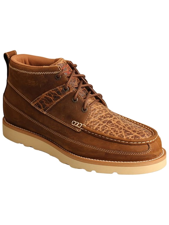 Men's 4" Wedge Sole Boot Moc Toe Cognac 8 D(M) US