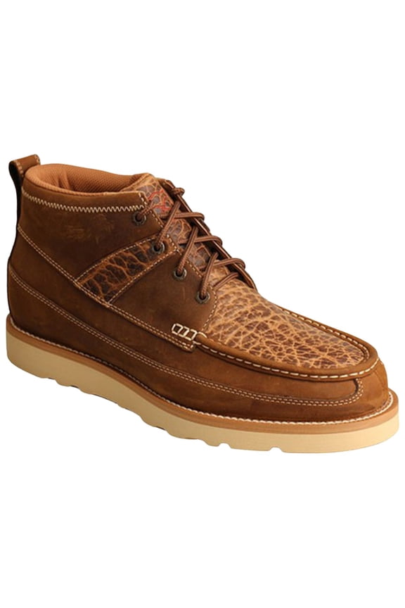Men's 4" Wedge Sole Boot Moc Toe Cognac 8 D(M) US