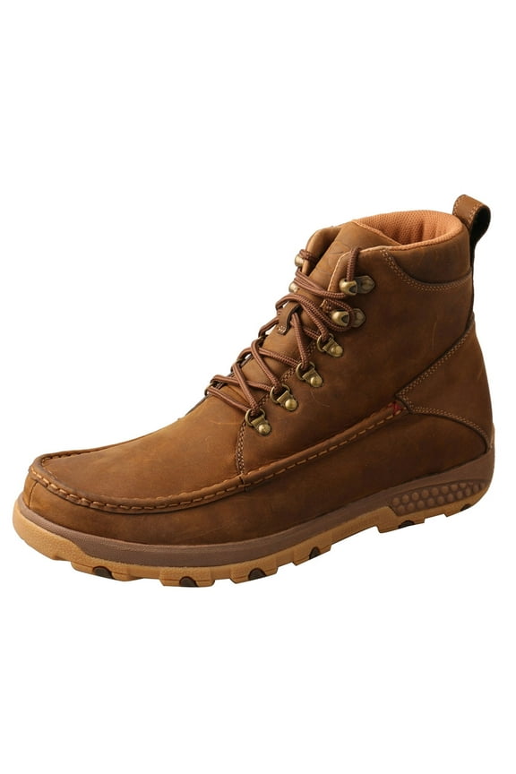 Adult Male 6in Driving Moc Hiker Distressed Saddle Boots with CellStretch, Size: 10.5, Width: W