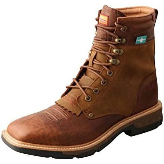 Twisted X Men's 8" CellStretch Lacer - Casual Western Boots for Men, Distressed Saddle & Cognac - Waterproof, 8.5 EE