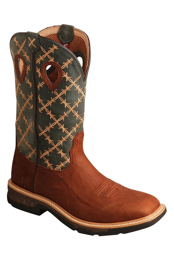 Men's Men'S Barbed Wire Western Work Boot Soft Toe Brown 8.5 D(M) US