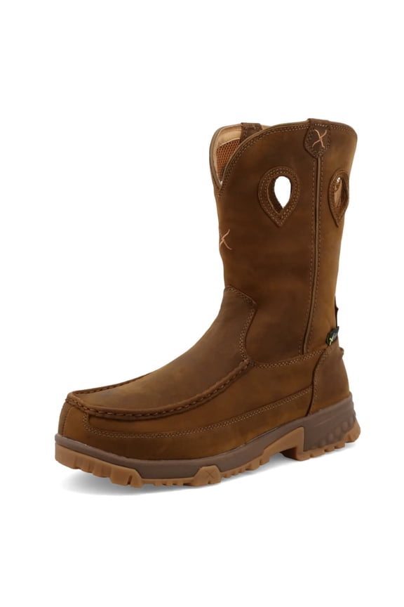 Adult Male 11" Pull On Work Boots, Color: Distressed Saddle, Size: 14, Width: M