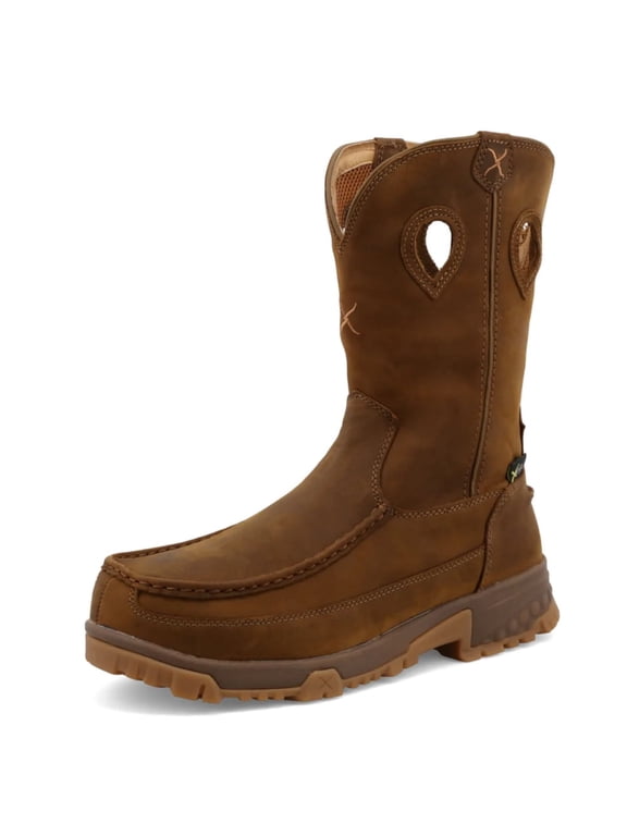 Adult Male 11" Pull On Work Boots, Color: Distressed Saddle, Size: 13, Width: W