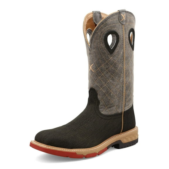 TWISTED X Male 12" Alloy Toe CellStretch Rubberized Brown/Gray Western Work Boots, Size: 8.5, Width: D