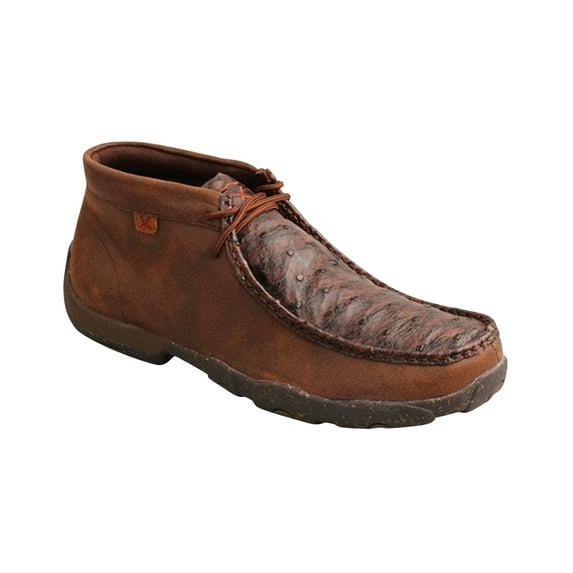 Twisted X Men's Chukka Driving Moc Brown Ostrich Shoes MDM0087
