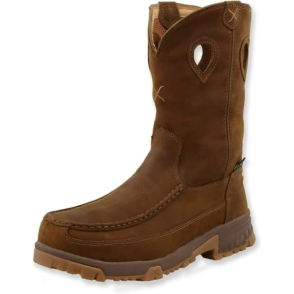 Twisted X Men’s Cowboy Boot - Pull-On Work Boots Made with 11” Full-Grain Leather Upper, Air-Mesh Lining EVA Midsole, Distressed Saddle 8.5 W