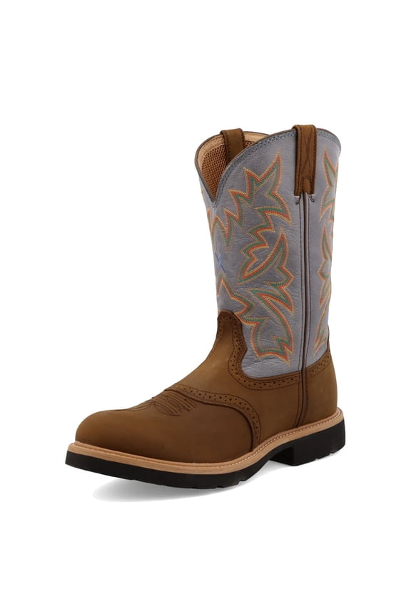 Adult Male Western 12in Distressed/Denim Work Boots, Size: 9, Width: EE