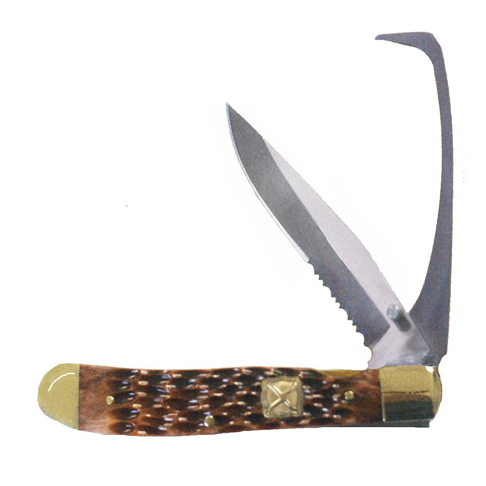 Twisted X Red Bone Trapperlock Knife - Stainless Steel Blades With Classic Red Bone Handle (Model XL5020)
