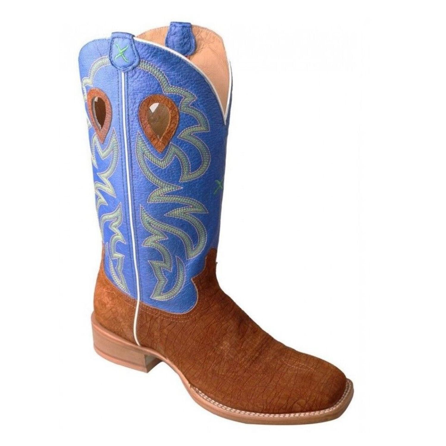 Twisted X Men's Ruff Stock Cognac Hippo Royal Blue Boots MRSL034
