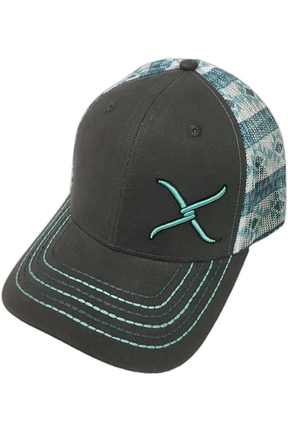 Mens Adjustable Snapback Mesh Cap Hat (Aztec Grey/Turquoise, One Size)