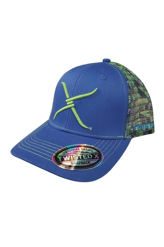 Mens Adjustable Snapback Mesh Cap Hat (Blue/Green)