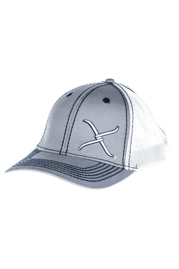 Mens Adjustable Snapback Mesh Cap Hat (Grey/White, One Size)