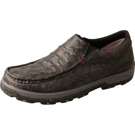 Twisted X Slip-On Men's Driving Mocs with CellStretch, Black & Grey, 11 W