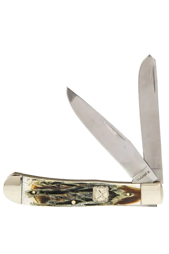 Twisted X Knife Stag Horn Trapper Two Blade