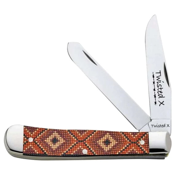 Twisted X® Men's Double Blade Brown  Rust Aztec Pocket Knife XK307