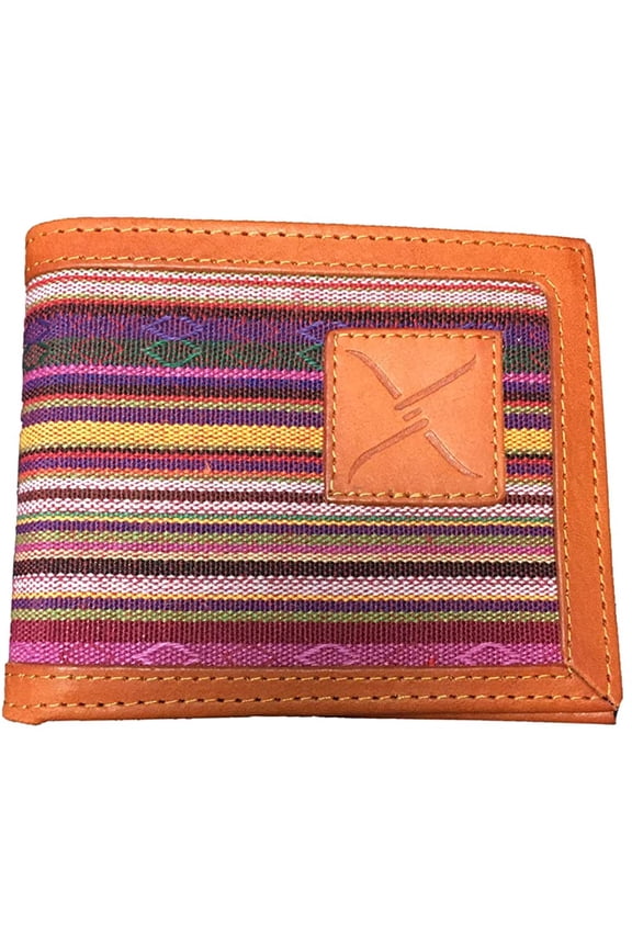 Unisex Leather Textile Bifold Wallet (Multicolored Tapestry)