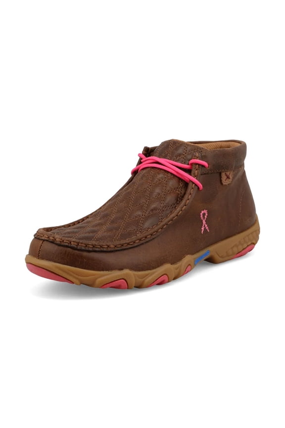 Adult Female Chukka Driving Moc Dark Tan/Pink Casual Shoes, Size: 6.5, Width: M