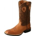 thumbnail image 1 of Twisted X Women's Ruff Stock Boot - Mid-calf Full-grain Leather Western Cowboy Boots with Floral Embroidery in Oiled Bomber, Tan & Tooled Brown, 10 B, 1 of 5