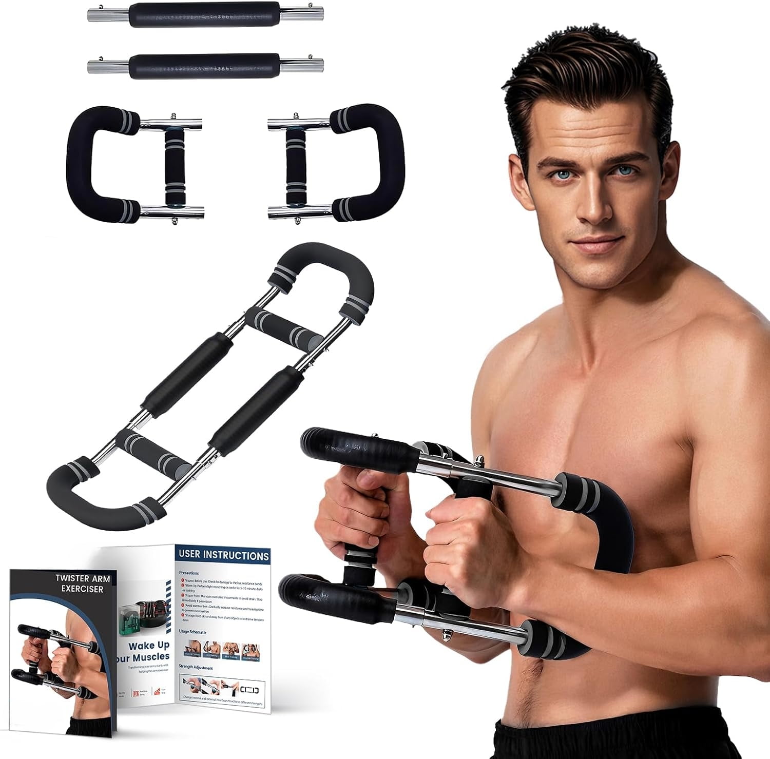 Twister Arm Trainer, 40-100lb Adjustable Chest Workout Equipment, Sakerplus Arm Trainer, Shaker