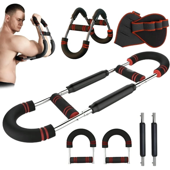 Twister Arm Trainer & 1 Pair Grip pad ,60-100lb Adjustable Chest & Arm Workout Tool with 2 Spring &  Poster for Men & Women, Builder & Strength  for Arms, Chest