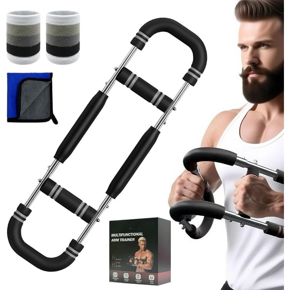 Twister Arm Trainer, 60-110lb Adjustable Resistance Workout Equipment Twister Arm Chest Exerciser Power Twister Bar, Portable Chest Press Machine Detachable Design Fitness for & Gym