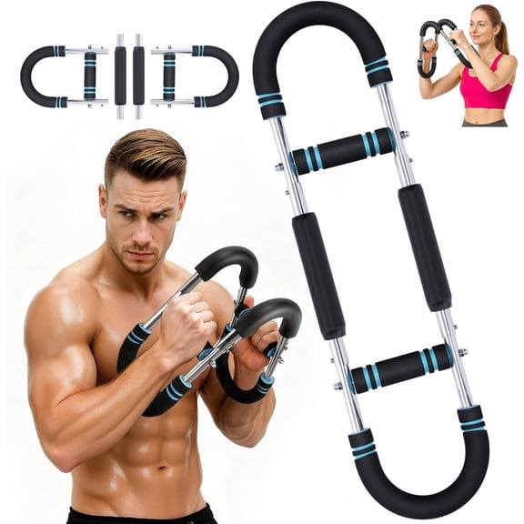 Twister Arm Trainer, 66-110lbs 3-Level Adjustable Chest Expander for Men & Women, Upper Workout Equipment for Chest, & Biceps, Portable Spring Resistance Bar with Safety Sleeve