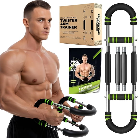 Twister Arm Trainer, Adjustable 12 Resistance Levels, 20-110 Lbs with 4-Springs, Twister Arm Workout Bar for Upper  Exerciser and Chest Workout Equipment, Portable  Gym Chest Trainer