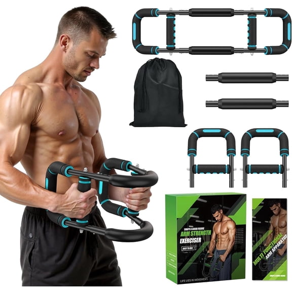 Twister Arm Trainer for Men, Chest Workout Equipment 5-Level Adjustable (40-130lb) with 27? Targets Biceps/Clip/Thigh, Portable Exerciser for Gym Travel Fitness