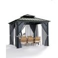 thumbnail image 1 of Twister.CK 10x12ft Gazebo, Hardtop Double Roof Canopy with Netting and Curtains, Outdoor Galvanized Iron Aluminum Frame Garden Tent for Patio, Backyard, Deck, Lawns, Gray, 1 of 7