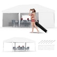 thumbnail image 1 of Twister.CK 10x20 Pop Up Canopy Tent with 4 Sidewall, Heavy-Duty Rust-Proof Frame Party Tent, 3 Adjustable Heights, Roller Bag, 6 Sandbags, UV Protection for Backyard Patio Garden Party, White, 1 of 7