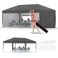 thumbnail image 1 of Twister.CK 10x20 Pop Up Canopy Tent with 4 Sidewall, Heavy-Duty Rust-Proof Frame Party Tent, 3 Adjustable Heights, Roller Bag, 6 Sandbags, UV Protection for Backyard Patio Garden Party, Gray, 1 of 7